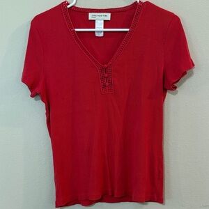 Jones New York Vivid Red Short Sleeve Top